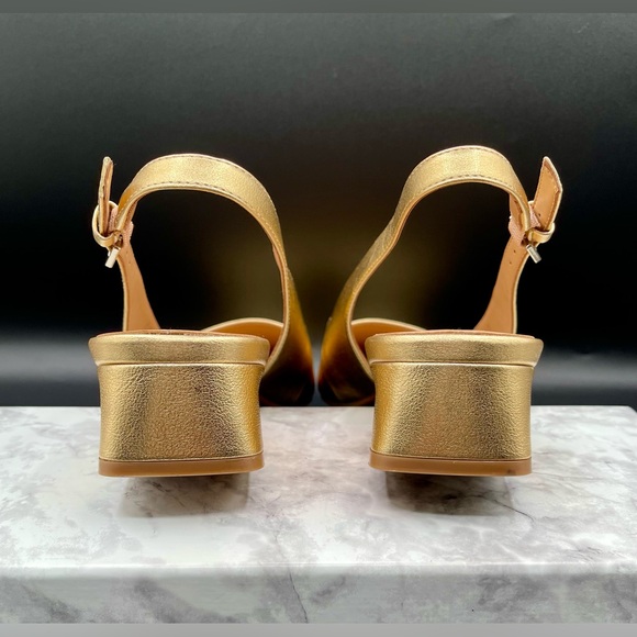 NATURALIZER Ginger Snip Toe Dress Slingback Dark Gold Low BlockHeel.Size US 11 W - Picture 7 of 11